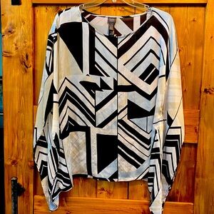 Chico's Black and White Geometric Blouse